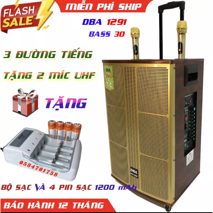 LOA KÉO CAO CẤP DBA 1291 BASS 30 ÂM THANH PRO, BO MẠCH CHỐNG HÚ MỚI NHẤT, KÈM 2 MÍC XỊN SÒ