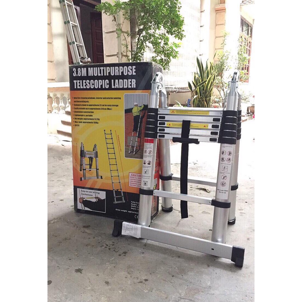 Thang Nhôm Rút Chữ A 3.8m ( 1m9 + 1m9)