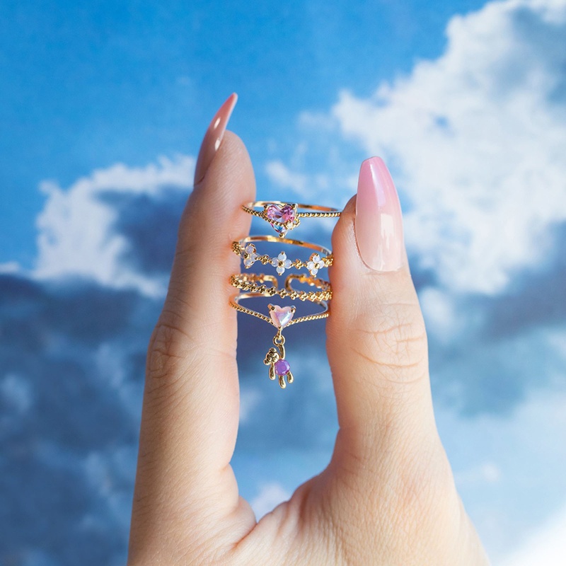 Nhẫn Kim Loại Mặt Hình Gấu Phong Cách Vintage