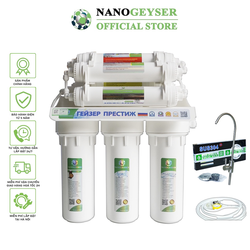 Máy lọc nước Nano Geyser ECO, Công nghệ lọc trực tiếp Nano, Bảo hành điện tử 5 năm