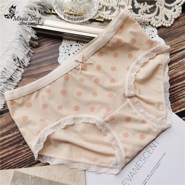 Quần lót nữ họa tiết chấm bi dễ thương vải tăm lạnh siêu mềm mịn mát lịm , quần lót học sinh kute Minxu shop 1928