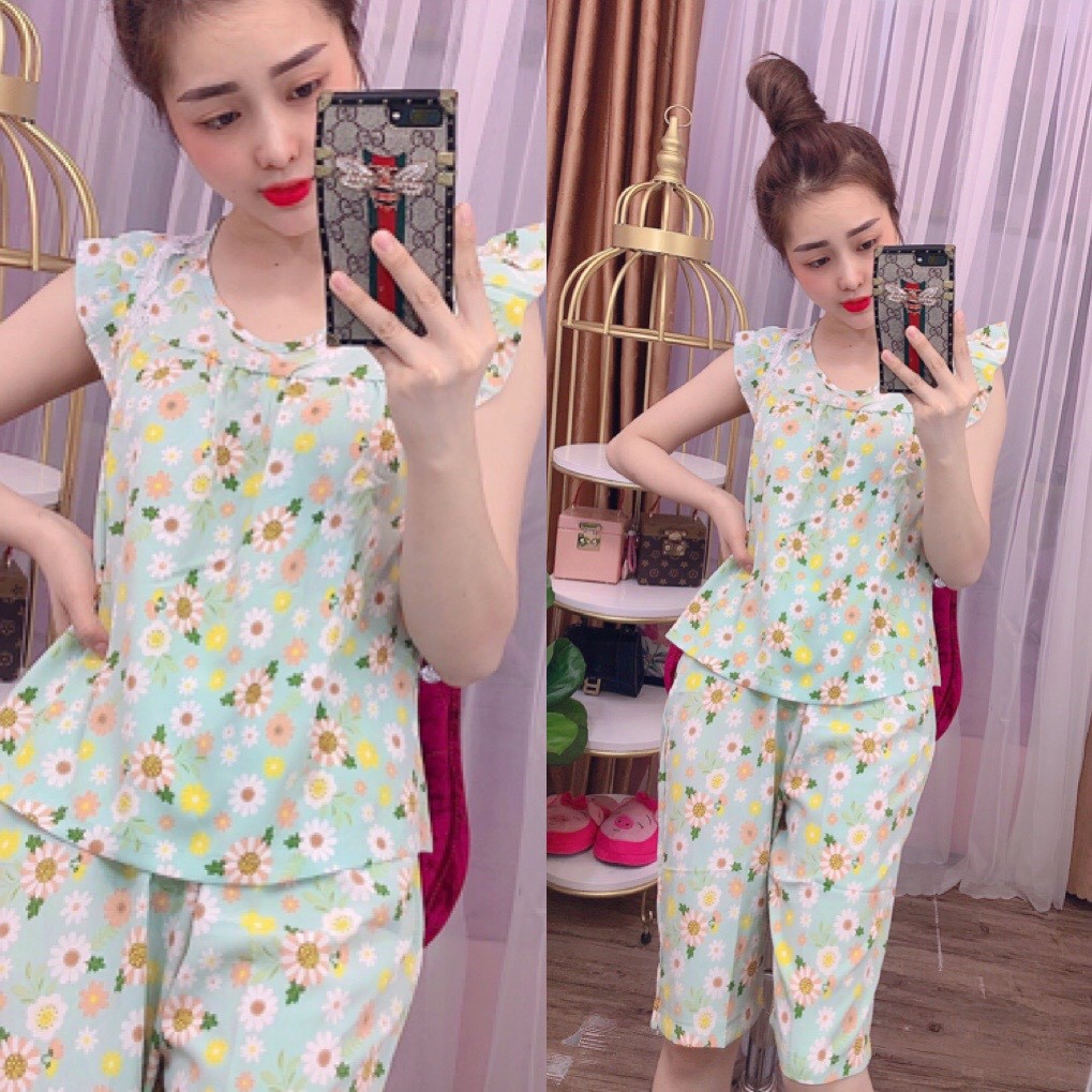 SET BỘ LỤA HOA NHÍ TAY CÁNH TIÊN DỄ THƯƠNG, GIAO HOA NGẪU NHIÊN - CÓ SIZE 40-75KG - LUA04
