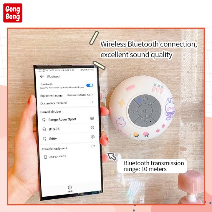 Loa bluetooth mini không dây nhà tắm chống nước gắn tường kính dễ thương Gong Bong store