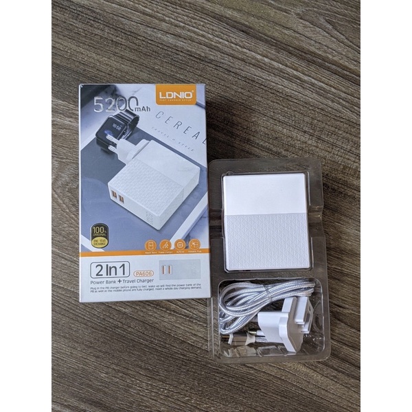 Bộ sạc kèm pin dự phòng chính hãng LDNIO PA606 - 5200mAh