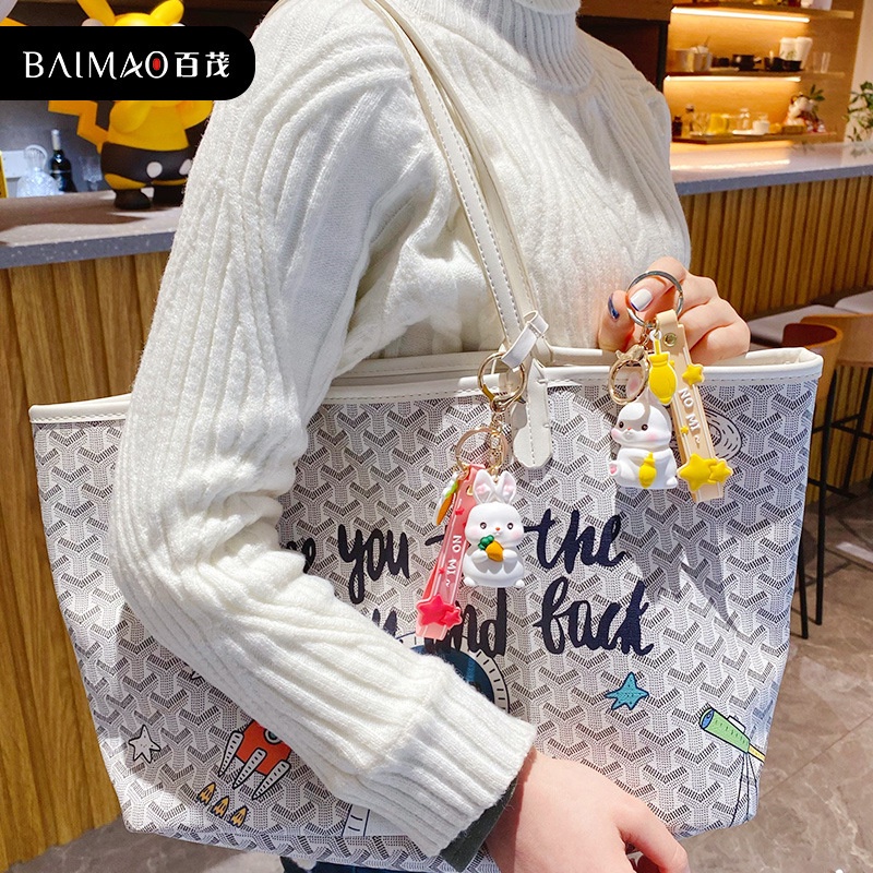 Baimao Chính Hãng Móc Chìa Khóa Xe Hơi Cặp Đôi Hình Thỏ Cơm glutinous rice Thời Trang Tinh Tế
