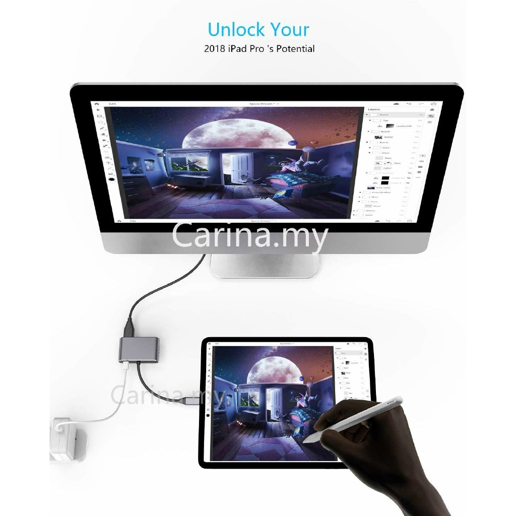 Bộ Chuyển Đổi Âm Thanh / Hình Ảnh Từ Usb 3.1 Type C Sang 4k Ra Rachel4 Trong 1 Cho Macbook Air Pro Laptop Pc Smart Tv Ipad Huawei