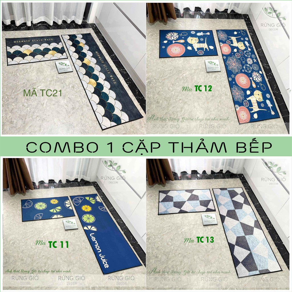 THẢM BẾP DẠ ÉP THẤM HÚT NƯỚC (40*60 + 40*120cm) CHỐNG TRƠN TRƯỢT, GIÁ BÁN CHO 1 CẶP THẢM