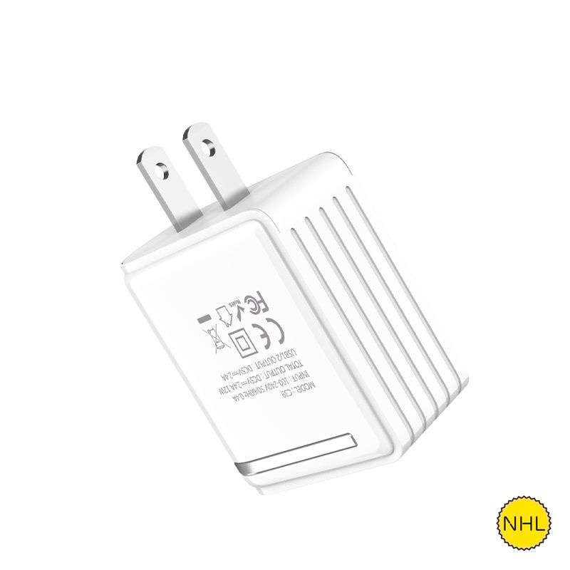 Củ Sạc Hoco C39 2 Cổng, Cốc Sạc Nhanh Báo Led Siêu Bền Bảo Hành 1 Năm