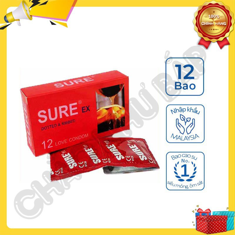 Bao cao su Sure Đỏ siêu mỏng, ôm sát cho cảm giác chân thật nhất