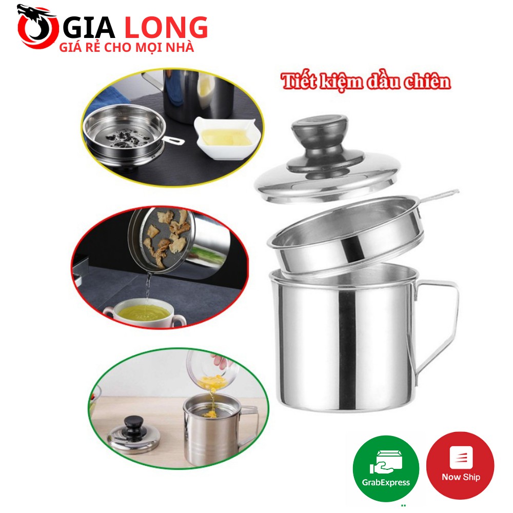 [ MUA 1 TẶNG 1] Bình lọc dầu ăn có lưới lọc cặn bằng inox 304 dung tích 1.2L (Tặng Kèm Khăn Lau)