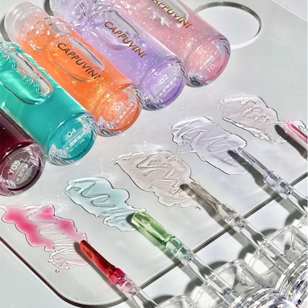 1 / 1 Bộ Son Bóng Trong Suốt Ánh Nhũ Chống Thấm Nước Giúp Dưỡng Ẩm Cho Môi