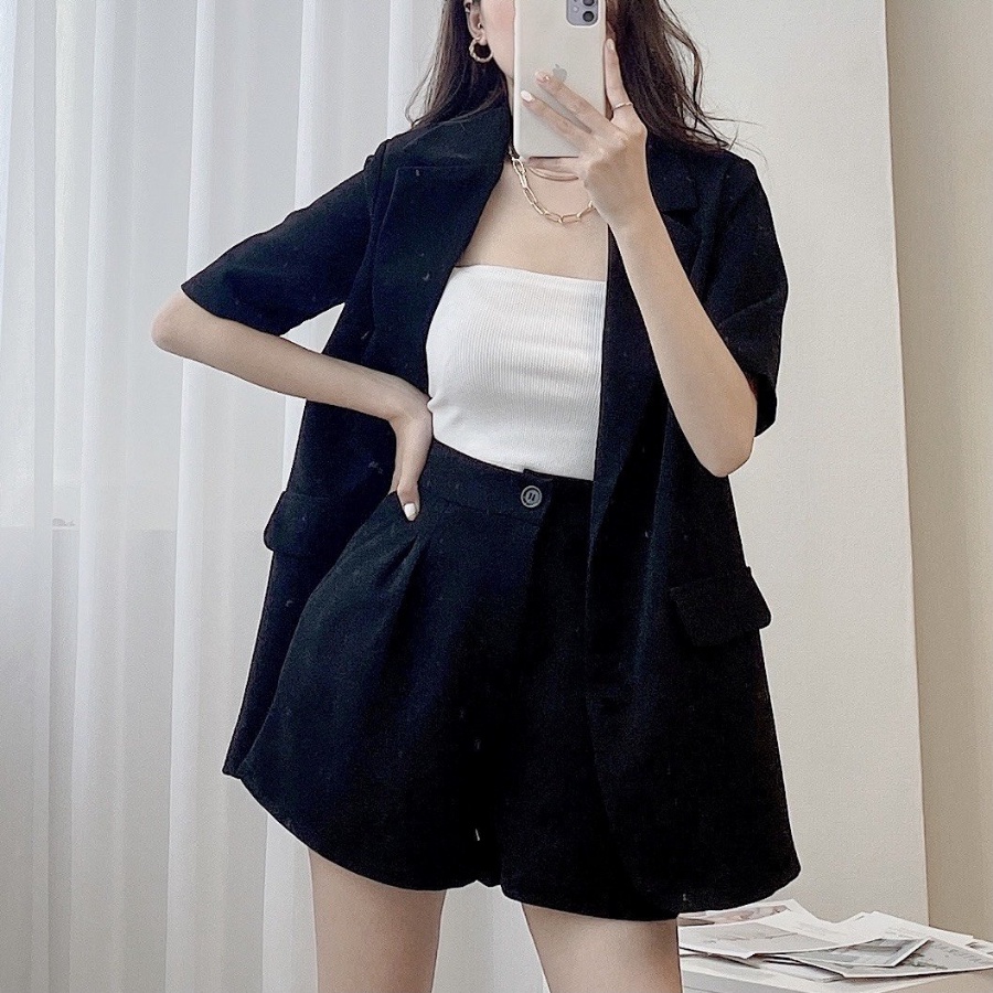 Set Áo Blazer Kèm Quần Ống Rộng Phong Cách Hàn Quốc Sang Chảnh Trẻ Trung - Hàng Thiết Kế De Mila SD71