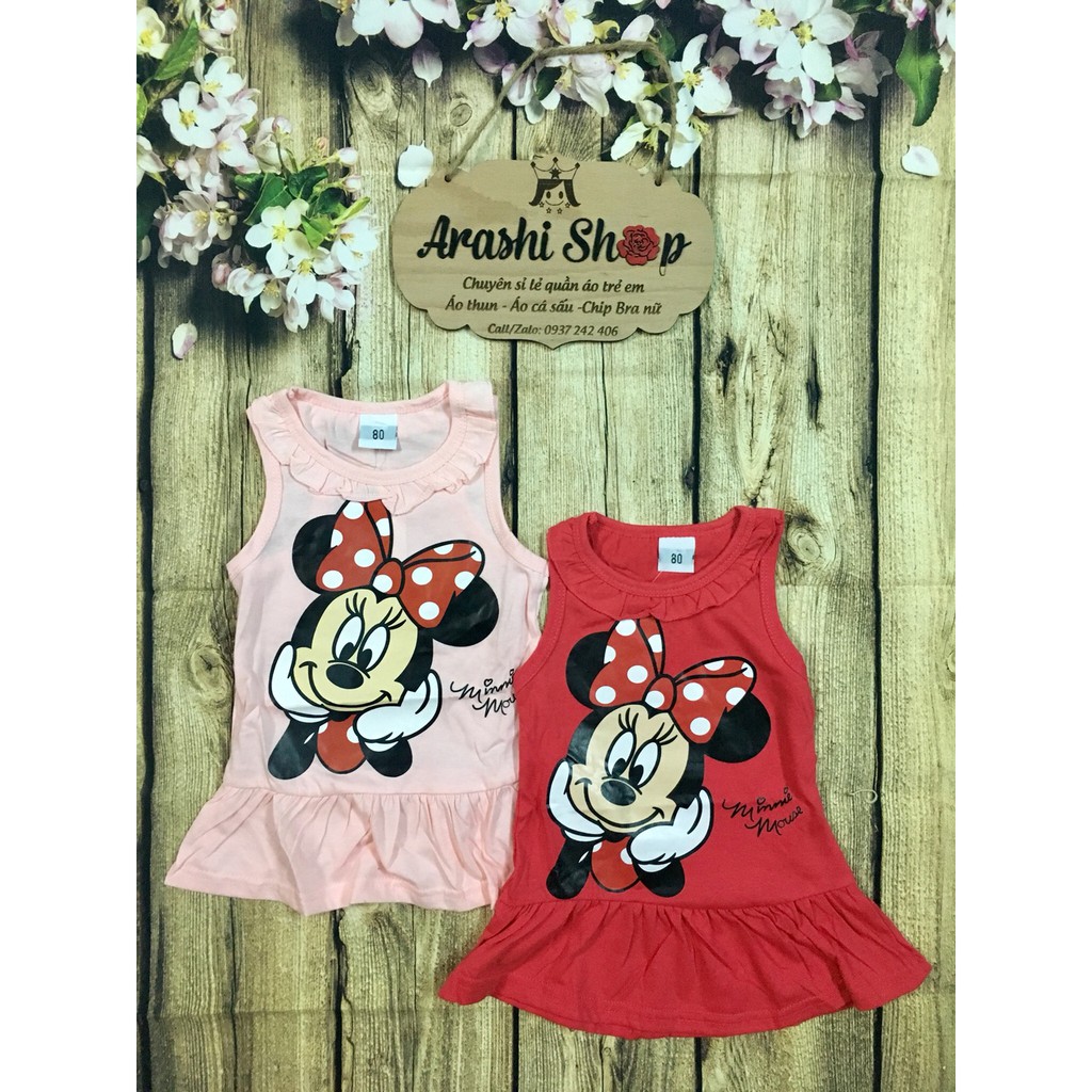 Đầm thun bé gái in minnie