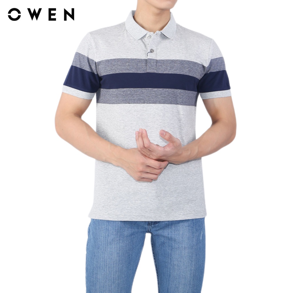 Áo polo ngắn tay Nam Owen Cotton Bodyfit Ghi xám - APV23712