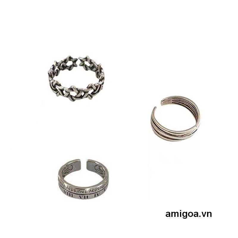 ✨✨【ba chiếc nhẫn】Nhẫn hở hình ngôi sao phong cách hip hop cổ điển cho nam và nữ