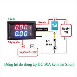 Module Đo áp và Dòng Điện DC (0-100v/50A)- Tặng kèm trở SUN