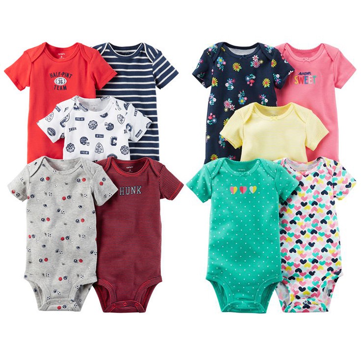 Set 5 body chip ngắn tay cho bé gái/trai 0-24m (Có ảnh, video thật)