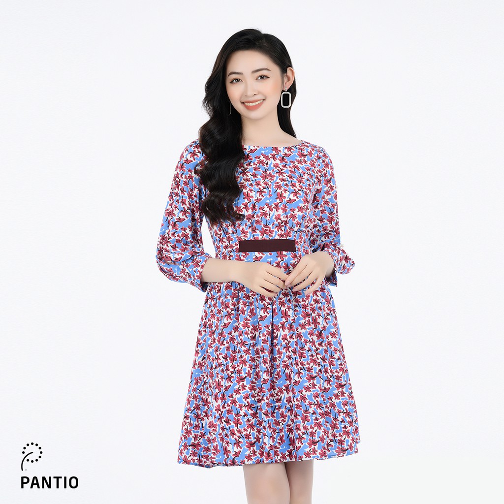 Đầm công sở chất liệu lụa cát dáng xòe hoạ tiết hoa nhí FDC92835 - PANTIO