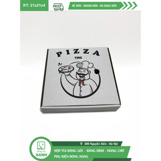 100 hộp bánh pizza size NHỎ (21x21x4cm) hình đầu bếp