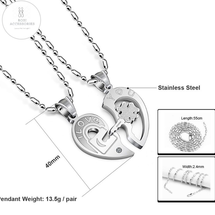 Dây Chuyền Đôi Nam Nữ, Vòng Cổ Cặp Mở Cửa Trái Tim (2 Chiếc)