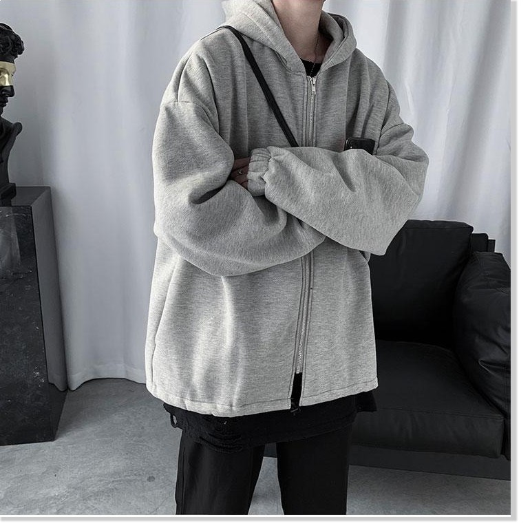 [FREESHIP TOÀN QUỐC] Áo Hoodie Form Rộng Dây Khóa Kéo Trơn Chất Liệu Nỉ