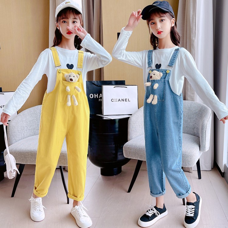 Quần Yếm Denim Màu Sắc Macaron Xinh Xắn Cho Bé