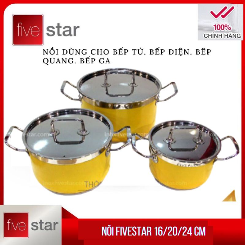 BỘ nồi màu inox FIVETSTAR 16/20/24 CM nấu được các loại bếp ( HÀNG CHÍNH HÃNG BẢO HÀNH 5 NĂM)