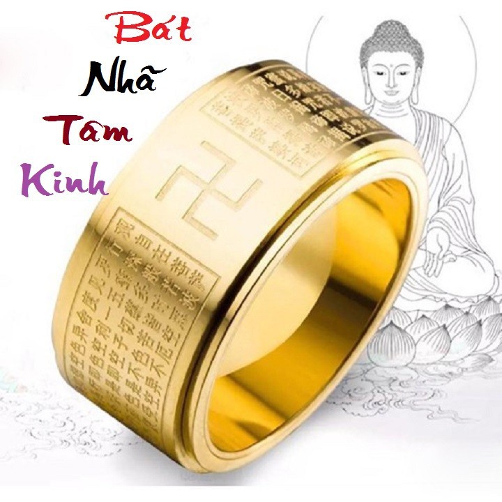 Nhẫn Bát Nhã Tâm Kinh Bằng Titan Đảm Bảo Không Đen, Không Rỉ, Sét Giá Rẻ Nhất Việt Nam