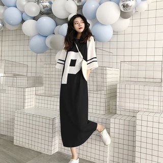 Đầm Thun Nữ Tay Lửng In Chữ Thời Trang Hàn Quốc