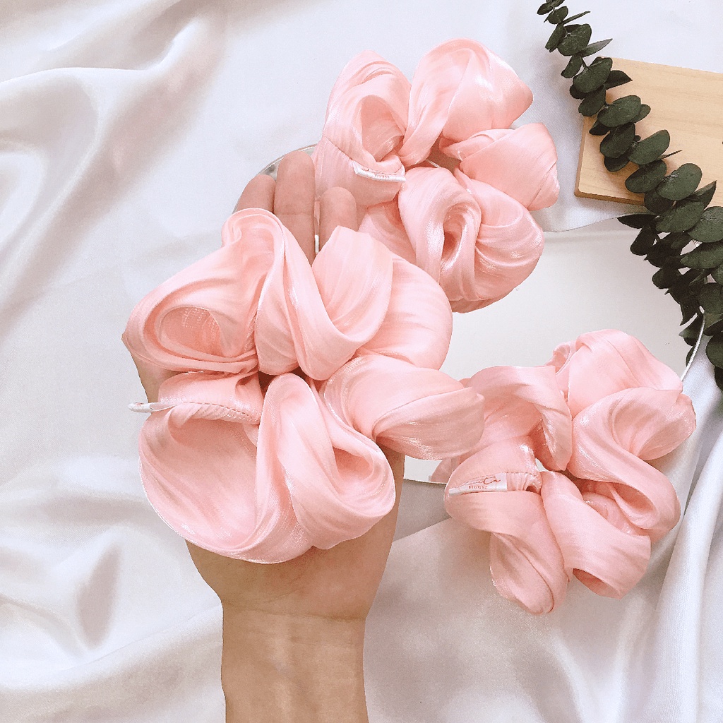 ROSA - Dây chun buộc tóc Organza Handmade Scrunchies pastel thanh lịch