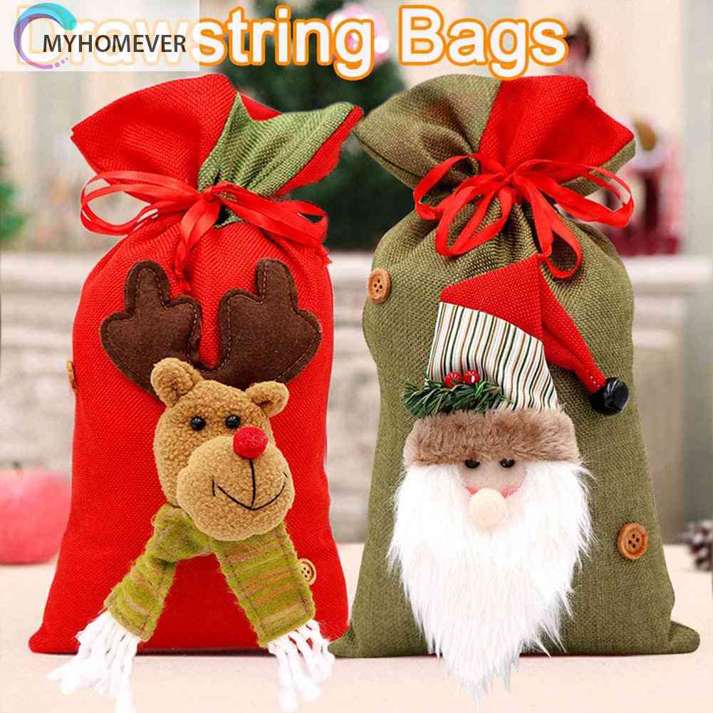 Set 3 Túi Rút Đựng Kẹo Họa Tiết Giáng Sinh Dễ Thương Xinh Xắn Cao Cấp