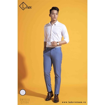 Áo sơ mi trơn cao cấp dài tay co giãn nhẹ LADO 1010