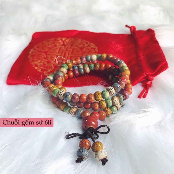 [TẶNG TÚI LỤA][ĐỘC QUYỀN] Chuỗi 108 hạt gốm 6li