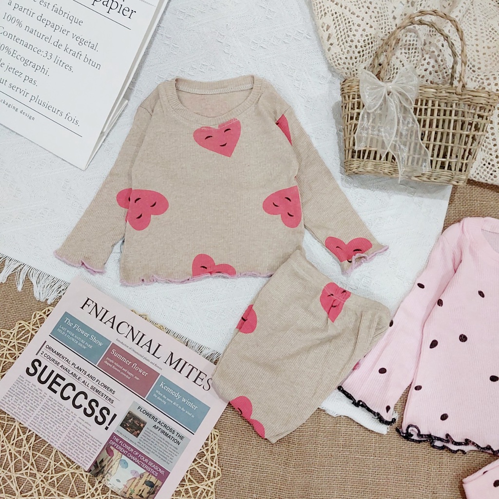 Đồ bộ bé gái dài tay AM776 - Bộ quần áo cho bé gái chất tăm mặc thu đông TTR69