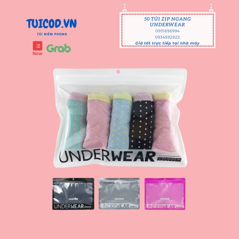 Combo 50 Túi Zip Ngang Underwear Đựng Đồ Lót 18 x 24,5 cm