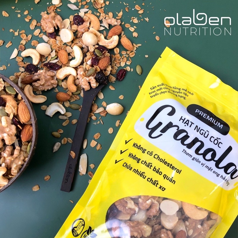 COMBO 2 TÚI Olaben Nutrition Hạt Granola Gói 500gam - Ngũ cốc giảm cân nướng Mật ong Vanila