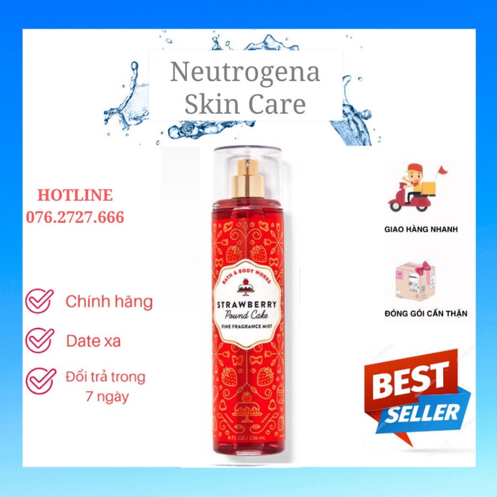 Xịt Thơm Toàn Thân Bath And Body Works - Strawberry Pound Cake Body Mist