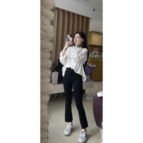 Quần đen ống loe cạp cao tôn dáng (Sẵn) | BigBuy360 - bigbuy360.vn