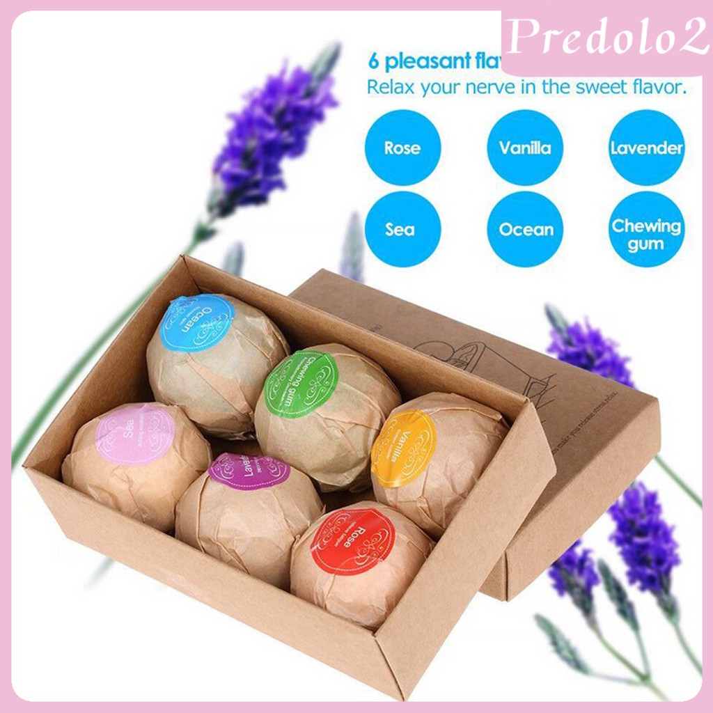 6pcs Natural Handmade Scented Bubble Bath Bomb Salt ential Oil Balls Set