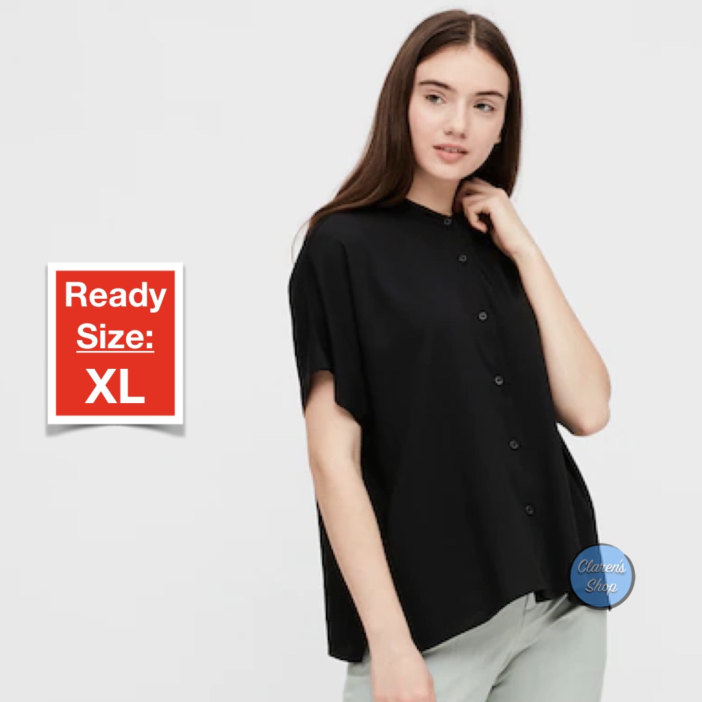 Áo Kiểu Uniqlo Chính Hãng Cổ Đứng Màu Đen Thương Hiệu Chính Hãng Cho Nữ