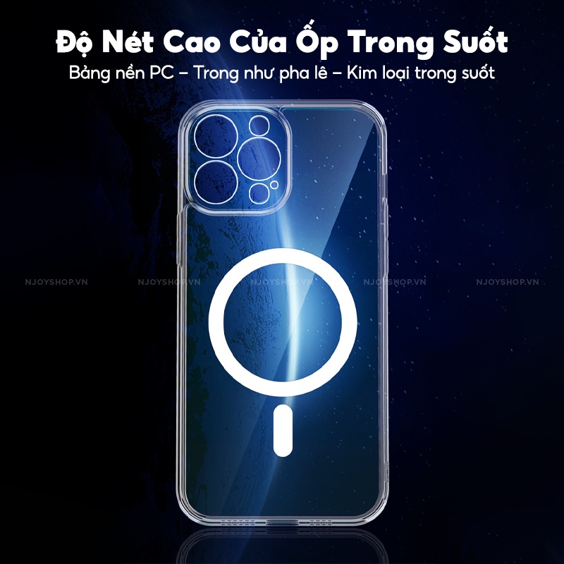 Ốp Hỗ Trợ Sạc Không Dây Remax Rm-1690 Trong Suốt Lưng Cứng Pc Viền Dẻo Chống Sốc Cho Ip 13 Pro Max 12 Pro Max  Njoyshop