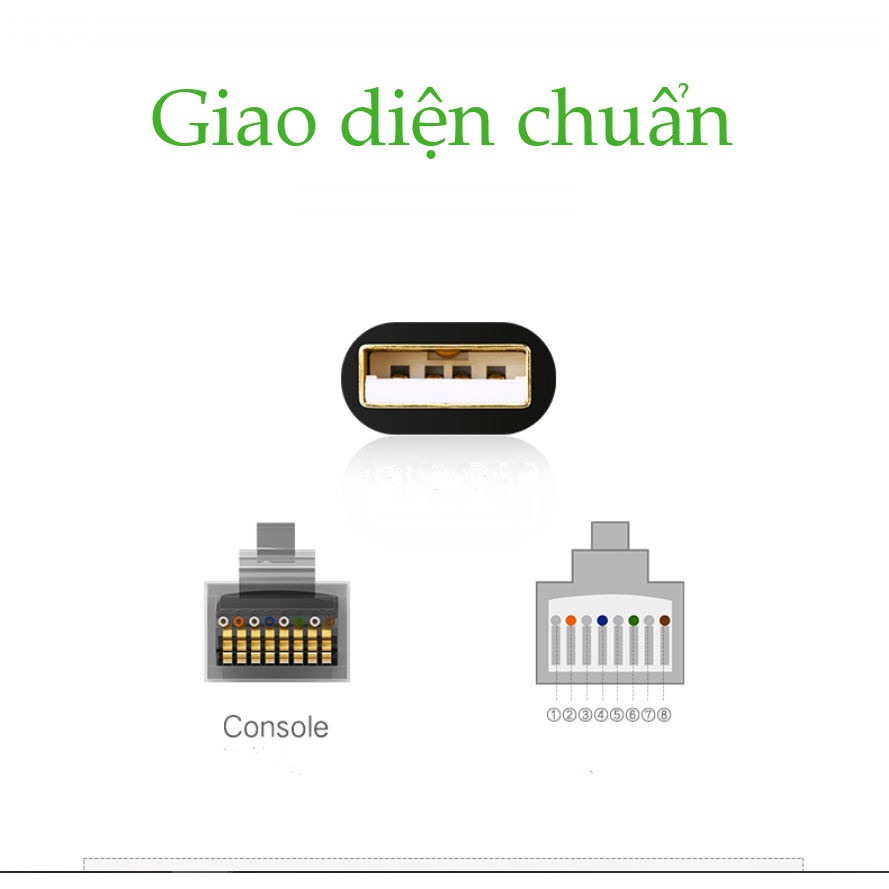 Dây cáp USB 2.0 sang RJ45 FTDI UGREEN CM204 50773 60813 (chuẩn 8 pin)