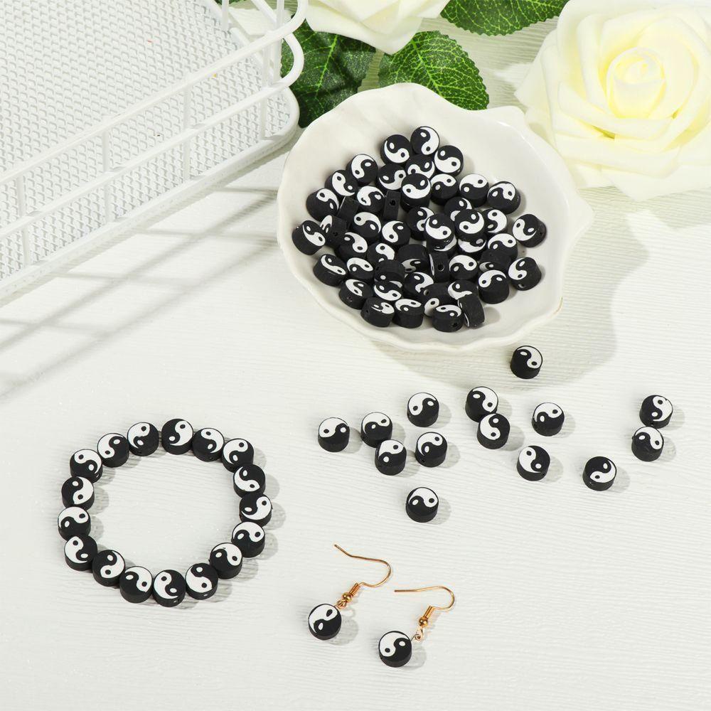 QQMALL Chuỗi Hạt 10mm Màu Trắng Đen Làm Vòng Tay / Vòng cổ / Bông Tai Mềm Mại
