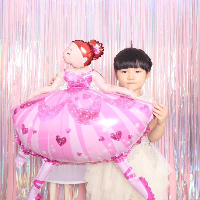 Set bóng bay trang trí sinh nhật màu hồng Tặng đủ phụ kiện bơm tay keo dán CC01