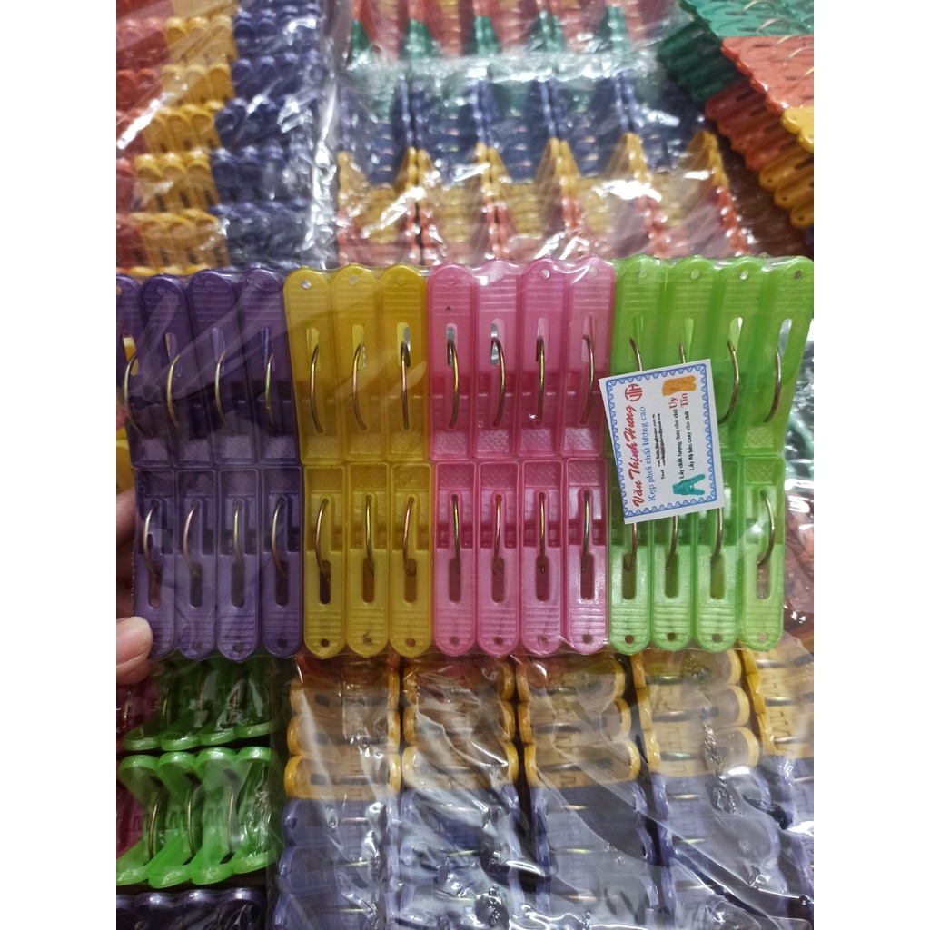 Vỉ 30 cái Kẹp quần áo nhựa Cao Cấp - Kẹp phơi quần áo, phơi đồ - AnBaFood