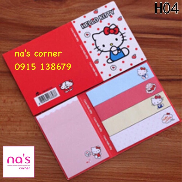 Giấy note ghi chú 100 tờ hoạt hình dễ thương bìa cứng ánh nhũ hình Hello kitty Big hero Totoro