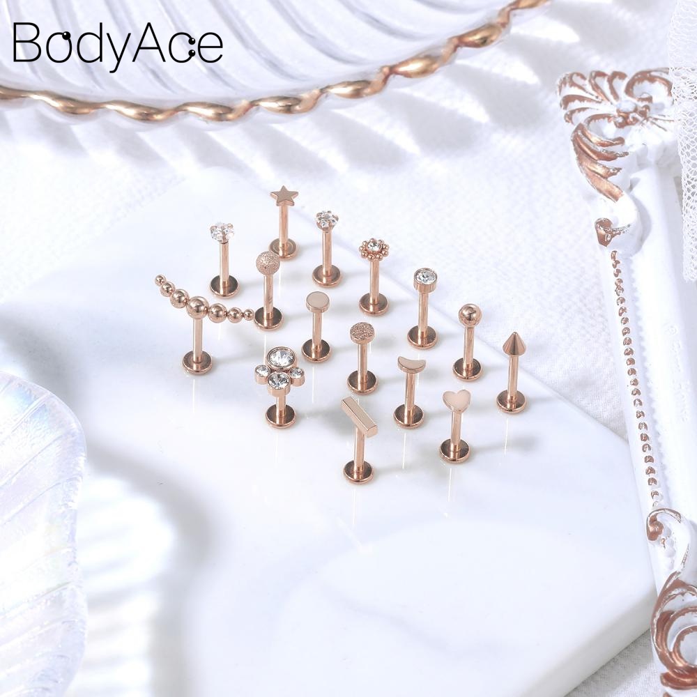 Set 10-15 Khuyên Xỏ Tai Bằng Thép Không Gỉ Đính Đá Nhiều Màu Sắc Kích Thước 6/8/10mm