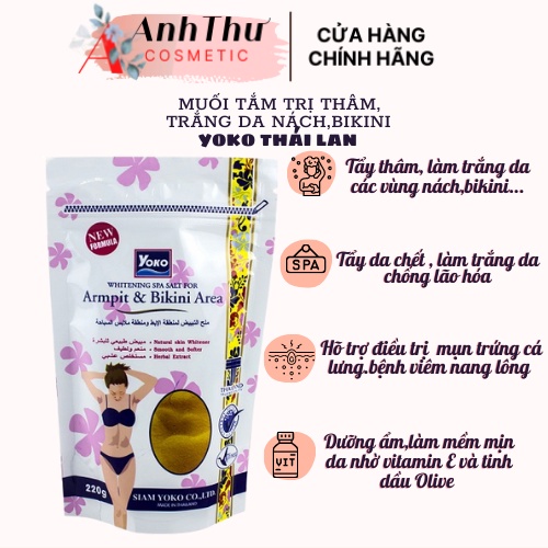 Muối tắm tẩy tế bào chết Yoko Thái Lan 220g/Muối tẩy thâm trắng da nách,bikini Yoko Thái Lan 220g