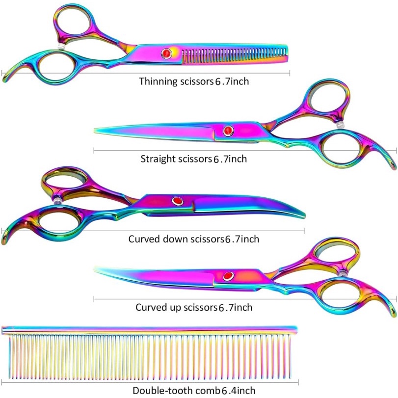 6.7 inch Kéo cắt tóc màu cho thú cưng,Bộ tông đơ cắt lông thú cưng bằng thép không gỉ nhập khẩu từ Nhật Bản.