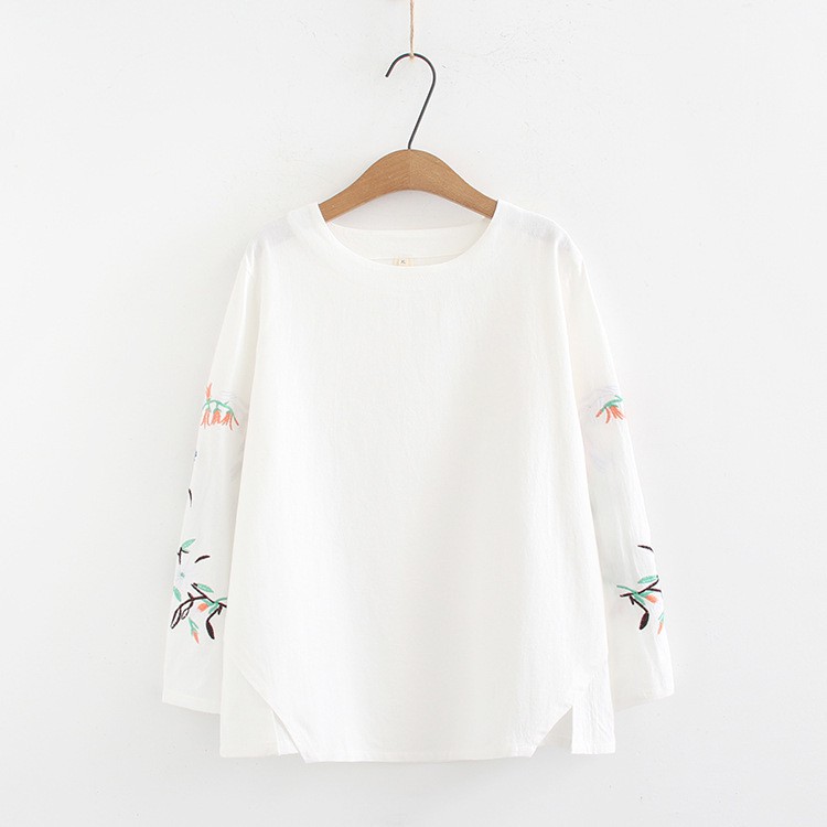 Áo Nữ Trung Niên Linen Tay Thêu Thiều Hoa S168